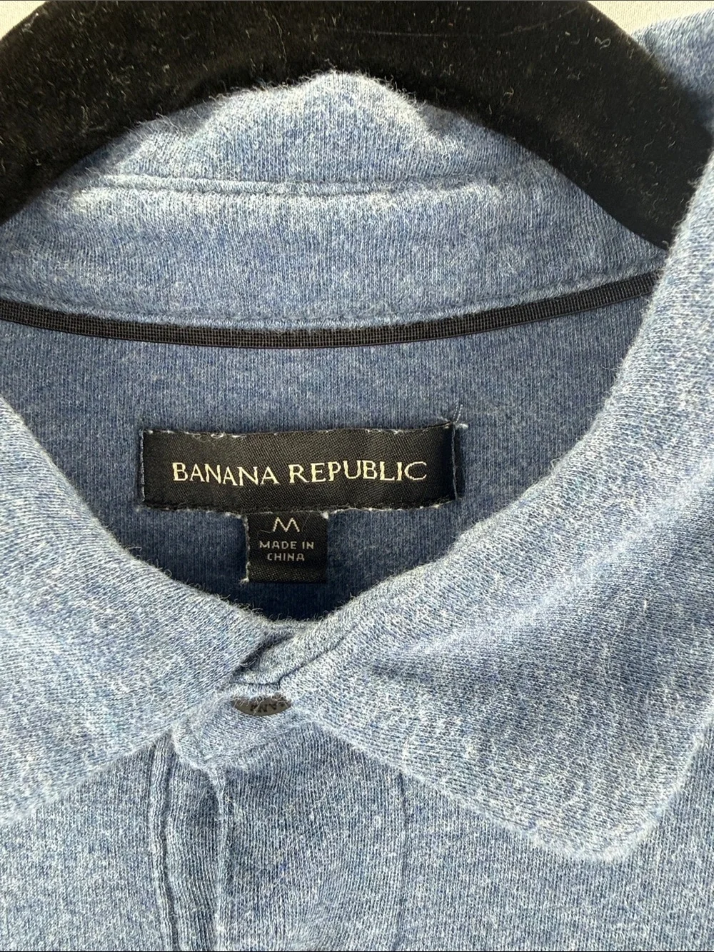 Banana Republic Men’s Size Medium Heathered Blue Short Sleeve Polo Shirt